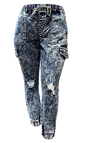 Jack David Wax Jean Womens Plus Size Camouflage Cargo Stretch Skinny Denim Jeans Jogger Pants