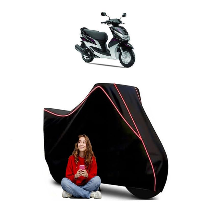 Image of RAY Z STD Scooty Bike Cover Water Resistant Outdoor Use Universal Fit Scooters Motorcycles Heavy Duty UV Protection Dust Rain Scratch Resistant Elastic Bottom Black Blue Piping