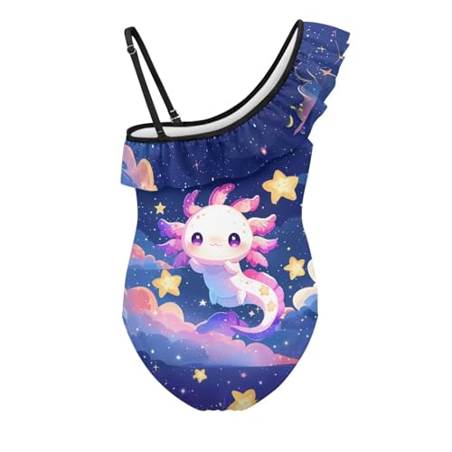 Image of Girls One Piece Swimsuit Ruffled Halter Bathing Suit with Adjustable Strap Beach Sport Swimwear for 3-14 Years