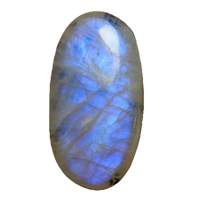 Pierre de lune arc-en-ciel naturelle 36x19mm à offrir pour fabriquer un bijou unique