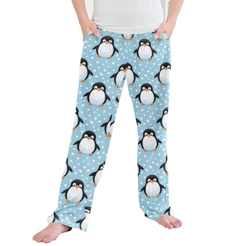Cute Penguin Long Pajama Pants Elastic Waist PJ Bottoms with Pockets S A112993