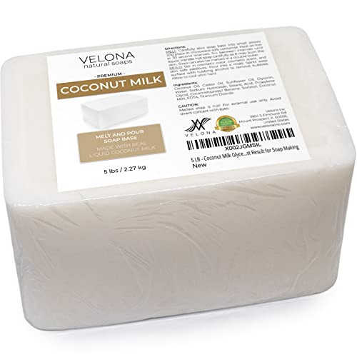 Velona 5 Lb - Coconut Milk Glycerin Soap Base Sls/Sles Free | Melt And Pour | Natural Bar For The Best Result For Soap Making #TOP2