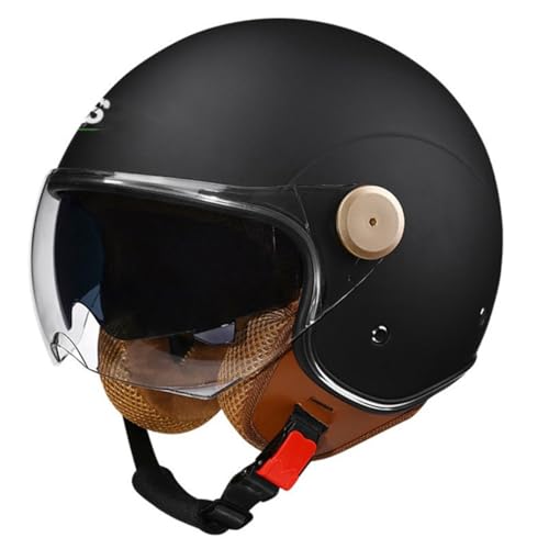 Casque Ouvert Moto 3/4 CNNGU, Demi-Casque Bluetooth Modulable Style Rétro Vintage, Approuvé Dot/ECE, Taille XL(61~62cm), Couleur B