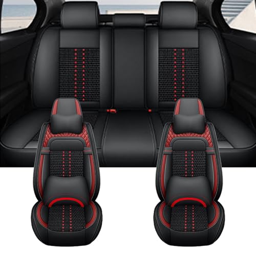 車 シートカバー に適用トヨタ 新型 ヤリス ヤリスクロス 10系 GRヤリス レザー素材 耐摩耗性通気 防水防汚 滑り止め加工 汎用 5人乗り用 取付簡単 内装保護 四季対応 車用クッション(黒と赤,上位版)