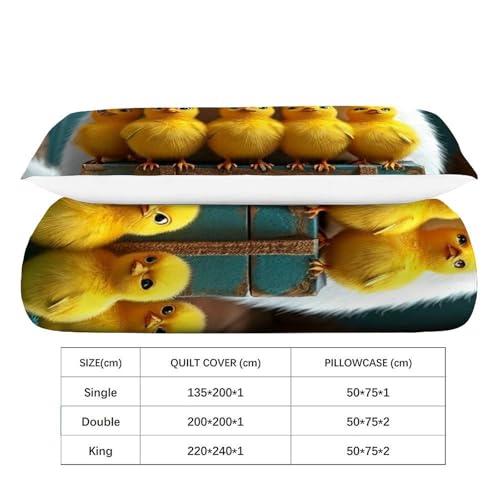 Housse de couette single chats et poulets en microfibre 135x200 cm