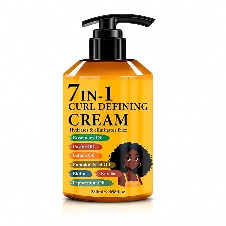 7-in-1 Curl Defining Hair Cream with Rosemary, Castor, Batana & Pumpkin Seed Oils | Biotin, Keratin & Peppermint Oil Leave-In Styling Cream | Anti-Frizz Moisturizer for Curly, Wavy & Coily Hair | 280ml-image-28