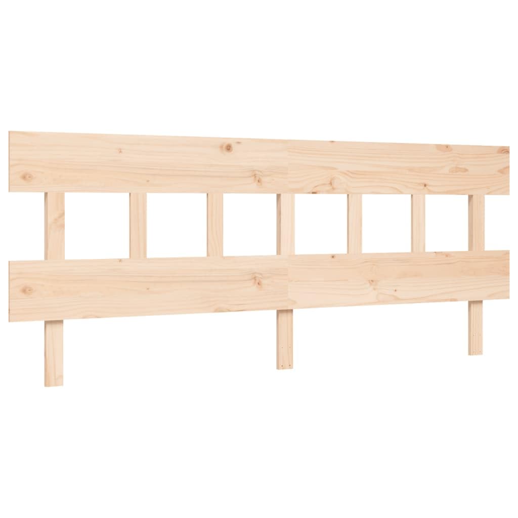 Lite drewno sosnowe z podwyższonym wezgłowiem 45 cm Brąz 200 x 200 cm | Łóżko dla seniora 200x200 z zagłówkiem, lite drewno sosnowe, rama 45 cm, przechowywanie pod łóżkiem