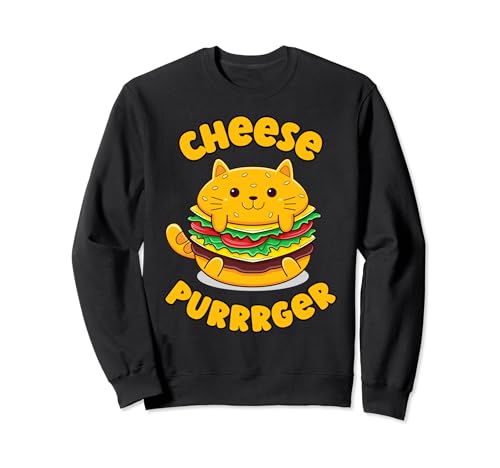 Cheese Purrrger Funny Burger Cat Lover para hombres, mujeres y niños Sudadera