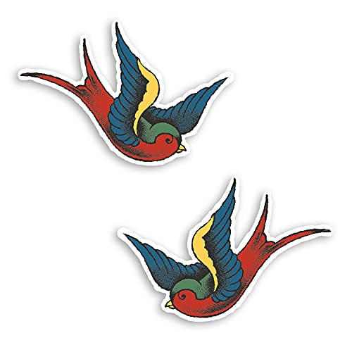 2 x 10 cm di larghezza vintage rondine uccello adesivi in vinile – retro tatuaggio uccelli adesivo #70006
