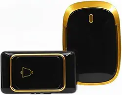 Campainha Sem Fio Residencial Bivolt Longo Alcance Comunicação com Idosos 36 Tipos Toques Leve Resistente Premium (Preto e Dourado)