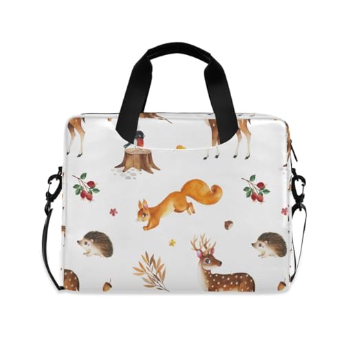 MiaoLD パソコンケース PCケース 鹿 ハリネズミ 鳥柄 アニマル 白 かわいい ノートPCインナーケース 15.6インチ A4対応 耐衝撃 超強保護 ノートパソコンバッグ ビジネスバッグ レディース メンズ 通勤 通学 出張 手揚げ ショルダー付き
