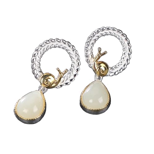Boucles d'oreilles jade d'escargot en argent sterling d'exception