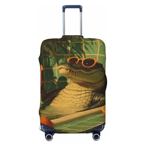 Alligator With Sunglasses In The Bathtub Elastic Travel Luggage Covers Dustproof Scratch-Resistant Suitcase Protector Fit 22-24 Inch
