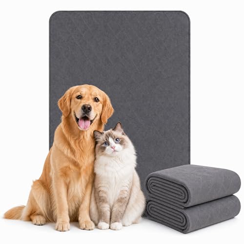 Image of Washable Reusable Dog Pee Pads, 34 inchx52 inch (2 Pack) Absorbent & Waterproof Puppy Training Pad for Crate, Playpen & Carpet, Large Potty Pads for Dogs, Cats & Small Pets