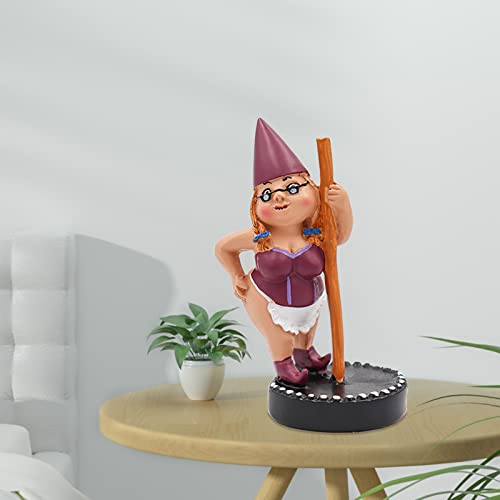 Pole Dancing Gnome Statue, Resin Garden Gnome Statues, Funny Outdoor Gnome Figure, Creative Garden Spring Decoration, Pole Dance Garden Gnome, Spring Garden Statue, Dancing Lady Gnome Statue(Purple) #TOP3