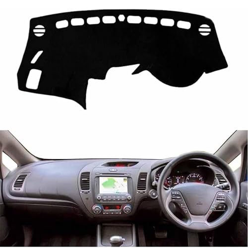 AHDHAJAQ Alfombrilla Protectora Salpicadero De Coche, para Kia Sportage 2011-2015 Salpicadero Cubierta Protectora Antideslizante, Interiores para Consola Central,A/LHD(Black)