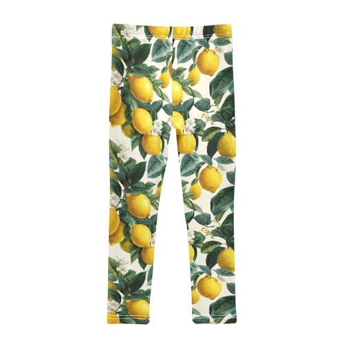 Girls Leggings Lemon Flowers Leaves Soft Toddler Leggings for Girls Kids Pants Size 4T-10T2