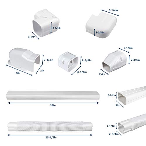3" W 15Ft L Mini Split Line Set Cover Kit, Decorative PVC Tubing Cover for Ductless Mini Split AC,Heat Pumps Systems,Air Conditioner Lineset Cover,Mini Split Accessories