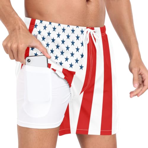 Short de bain élastique pour homme taille S avec imprimé drapeau civil des États-Unis