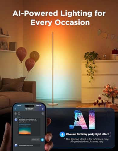 Image of Govee RGBIC Floor Lamp Basic, 1000lm LED Corner Lamp | Works with Alexa, Smart Modern Floor Lamp with Music Sync and 16 Million DIY Colors, Color Changing Standing Lamp for Bedroom