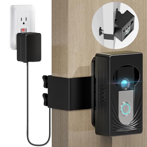 Ring Doorbell Camera Mount, Provide Power Supply by 24V Transformer, Compatible with Wireless Ring 4/3/2 and Blink doorbell, Adjustable Angle 0°-70°, No Drill Anti-Thief for Home Apartment