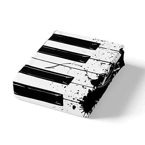 Homewish Piano Keys Comforter Cover Rotating Musical Notes Duvet Cover Tie Dye Bedding Set For Kids Boys Girls Retro Music Theme Bedclothes Bedroom Decor With 1 Pillow Case Single Size Balck White - Image 2