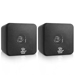 Pyle Home 4” Mini Cube Bookshelf Speakers-Paper Cone Driver, 200 Watt Power, 8 Ohm Impedance, Video Shielding, Home Theater Application and Audio Stereo Surround Sound System – 1 Pair -PCB4BK (Black) - Les Beatles, Paul McCartney, John Lennon, RIngo Starr, George Harrison