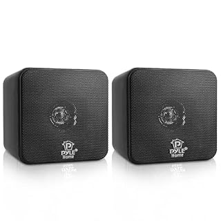 Pyle Home 4” Mini Cube Bookshelf Speakers-Paper Cone Driver, 200 Watt Power, 8 Ohm Impedance, Video Shielding, Home Theater Application and Audio Stereo Surround Sound System – 1 Pair -PCB4BK (Black) - Les Beatles, Paul McCartney, John Lennon, RIngo Starr, George Harrison