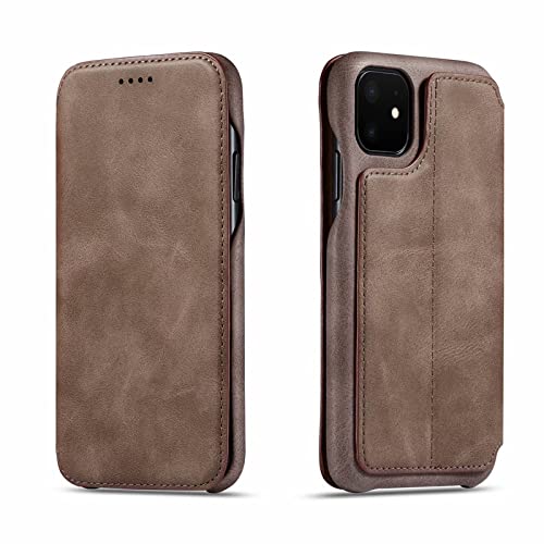 Étui en cuir véritable iPhone XS Max avec clapet aimanté et fente pour carte bancaire