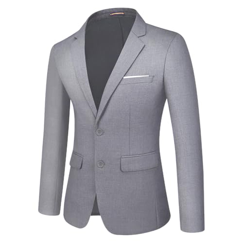 KUDORO - Men's Light Grey Slim Fit Two-Button Sports Coat Blazer - Best Deal on Amazon