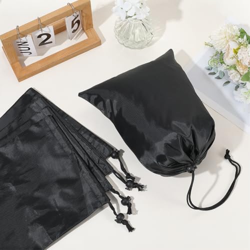 CREATCABIN 6Pcs Black Drawstring Bag with Toggle Waterproof Nylon Cinch and Ditty Stuff Pouch Lightweight Draw String Storage Bag for Gym Swimming Yoga Travel Beach Outdoor Sports Men Women 11.8x7.9in3