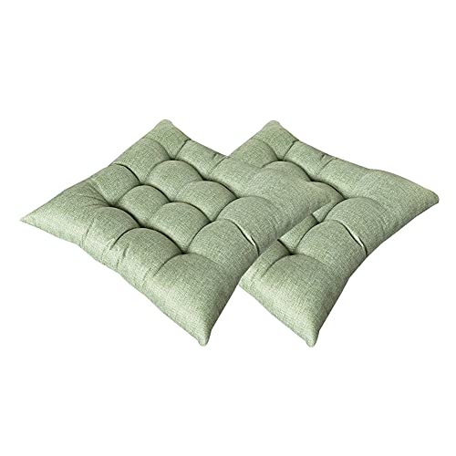 Fansu Coussins de Chaises Carrés Lot de 2, Coussin de Chaise avec Attache - Galette de Chaise Epais Tatami Coussins de Chaise pour Intérieur Extérieur Jardin Patio (Vert,40x40x8cm)