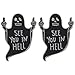 Produktbild CoSunny See You in Hell Revers Pin 2 Stück Set Black Ghost Mittelfinger Verachtung Geste Emaille Brosche Pins Abzeichen Kleidung Zubehör Geschenke
