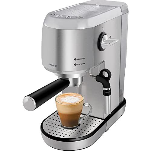 Sencor Machine Expresso, Cappuccino et latte, Café à Grain, Pompe italienne 20 bars et Mousseur à lait – Machine à Café Espresso à Grain, Thermoblock, avec Buse Vapeur brevetée, Barista Express