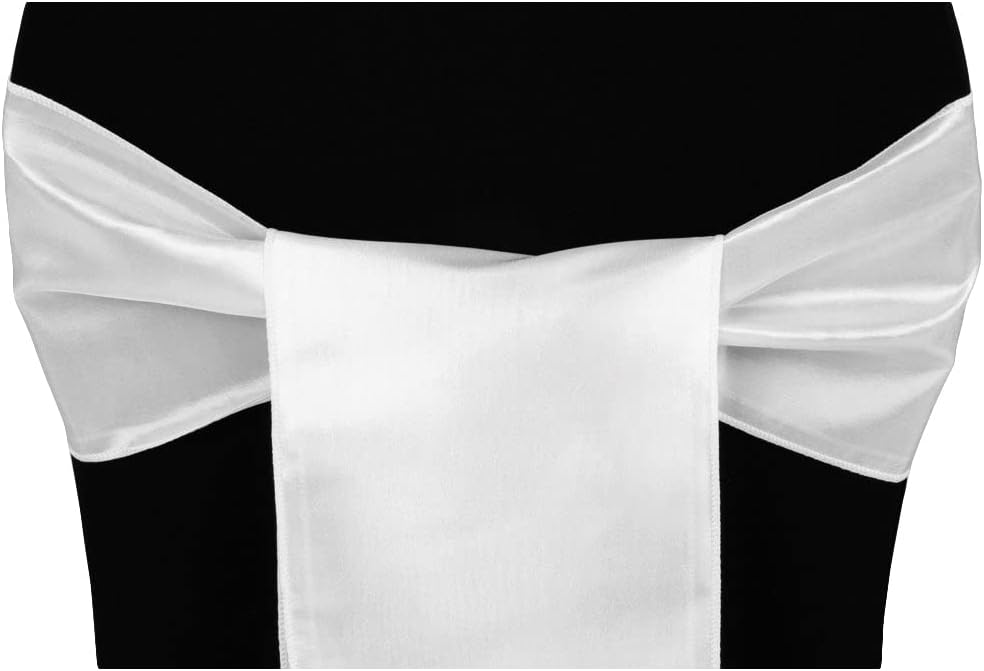 CVL 50 Pk, Taffeta Chair Sash/Tie Approx. 7" W x 108" L Material: Taffeta - White