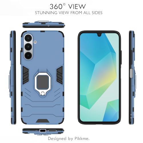 Image of Pikkme D5 Tough Armor Bumper Case | 360 Protection Case | Ring Holder Stand Back Cover for Samsung Galaxy A26 5G (Blue)