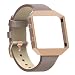 For Fitbit Blaze Bands with New Metal Frame,Austrake Replacement Leather Slim Straps with Stainless Steel Buckle for Fitbit Blaze Strap for Women Men,Grey