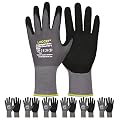 LOCCEF Work Gloves MicroFoam Nitrile Coated-6 Pairs,Seamless Knit Nylon Gloves,Gray Work gloves (8/M, Gary-6 Pairs)