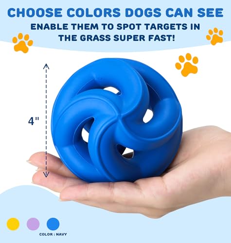 PetZee Natural Rubber Indestructible Dog Toys, Durable Dog Chew Toys for Aggressive Chewers - Non-Toxic, Dishwasher Safe, Interactive Dog Toys for Medium Large Breed Dogs, Fetch Training, 4", Navy — view 4