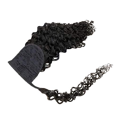 Natural Wavy Ponytail Hair Extensions Off Black Hair 80G One Piece 18 Inch Real Human Hair Wrap Around Ponytail Extensions With Clip