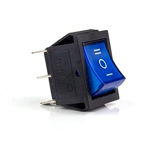 KCD4 Rocker Switch Power Switch 2 Position/ 3 Position 6 Pins Electrical Equipment with Light Switch 16A 250VAC/ 20A 125VAC 1PCSBlue-3D