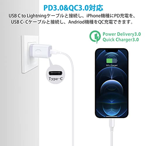 Viviber タイプc 充電器 acアダプタ type-c 急速充電器 純正 20W PSE認証/PD3.0/小型なタイプCコンセント