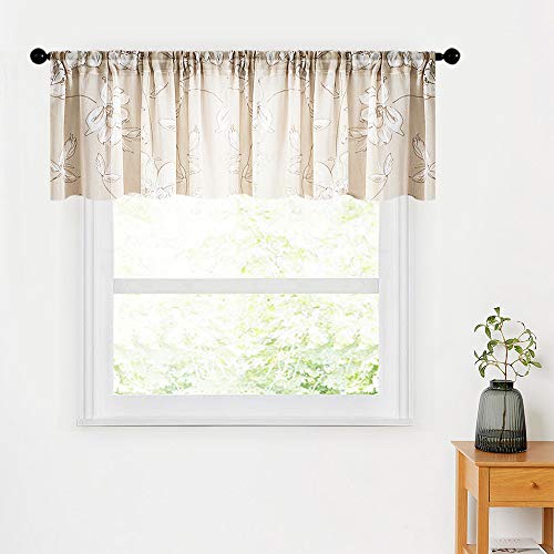 MRTREES Sheer Curtain Valances 16 inches Long Valance Curtain Living Room Linen Textured