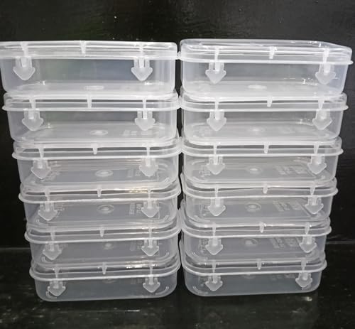 Image of R.P.S Traders Plastic Very Small Rectangular Storage Boxes (Clear, 8.75 x 3.75 x 2.5 Cm) - Set of 12, Rectangular