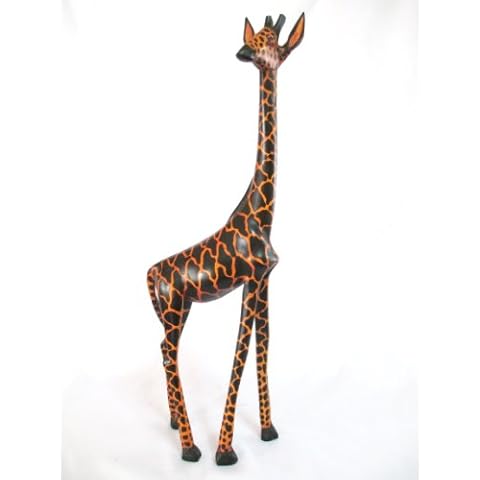 African Art 18" Hand Carved Wood Wooden Giraffe Sculpture Statue - Made in Kenya Cover