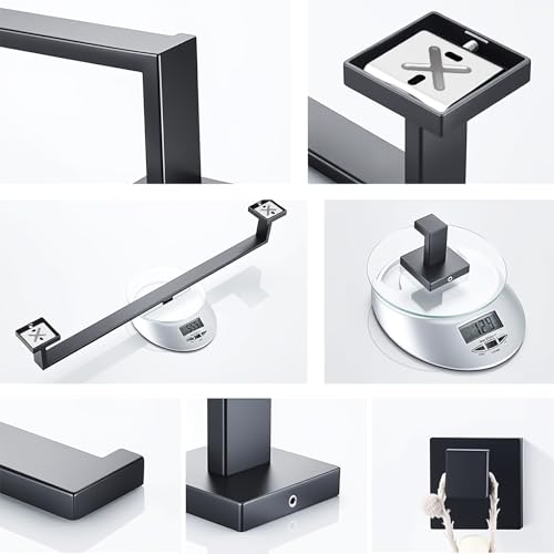 5-Piece Black Bathroom Hardware Accessories Set - 60cm/24inch Towel Bar, Toilet Paper Holder, 27cm Hand Towel Holder, 2 Wall Hooks, SUS304 Stainless Steel Bath Towel Bars Set, Screw-in Towel Racks Set by Menbyci - Image 9