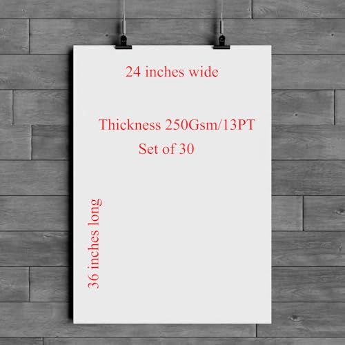 Image of 24 inchx36 inch Large Poster Board 30pcs White Poster Paper Poster Board Bulk suitable for DIY, Crafts, Signs Project Presentations, Drawing and School Supplies,250GSM Thickness Blank Posterboard