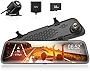 WOLFBOX 12“ Mirror Dash Cam Backup Camera,1296P Full HD Smart Rearview Mirror for Cars & Trucks, 1080P Front and Rear View Dual Cameras, Night Vision, Parking Assistance, Free 32GB Card & GPS