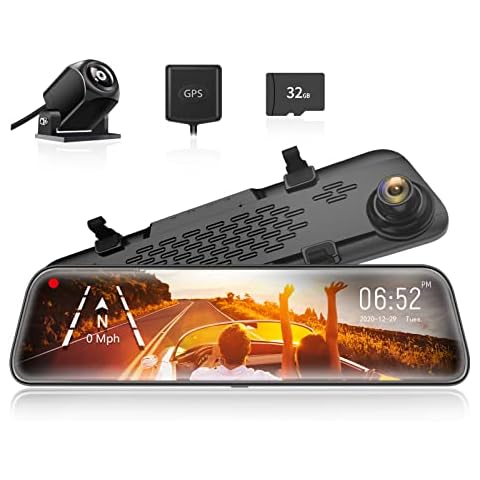 Dash Cam Mirror Car Camera: WOLFBOX G840S Rear View Dashcam 1296P HD Front Recorder for RHD Dual Video Recording Night Vision Dashboard Parking Monitor Cover