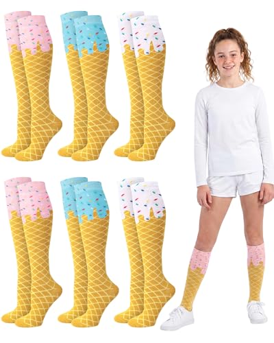 Chaussettes montantes crème glacée Shyyween lot de 6 paires douces pour femme et fille